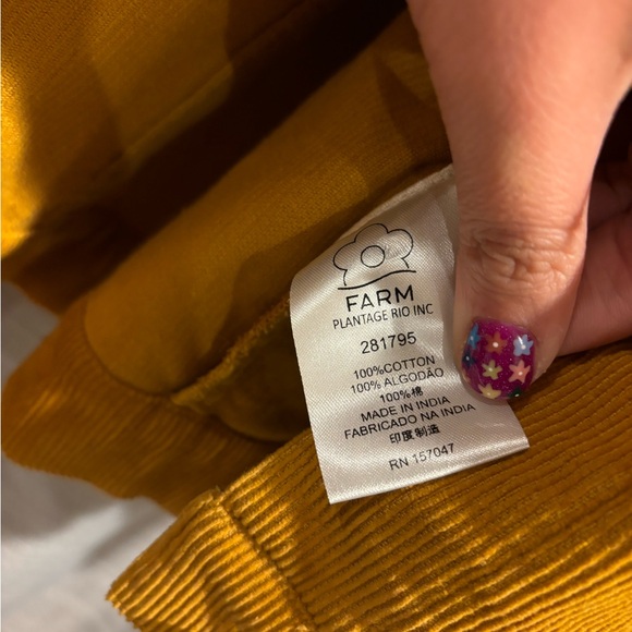 Farm Rio beaded corduroy button up shirt/jacket mustard yellow size small - Picture 6 of 8